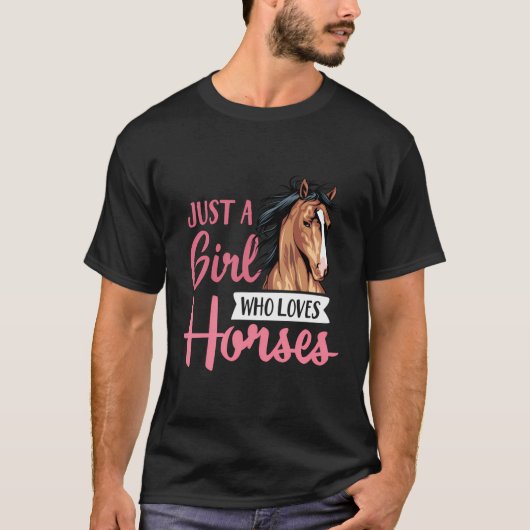 かわいい乗馬が好きな女の子 Tシャツ (正面)