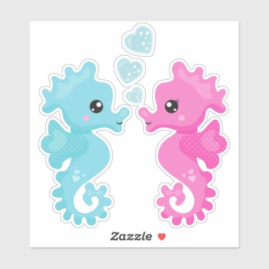 かわいい乗馬、ピンクの乗馬、青い乗馬、恋 シール (シート)