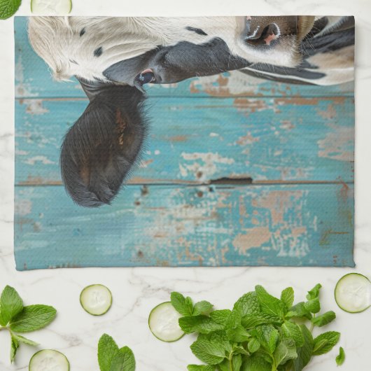 かわいい乳牛のファームハウス絵画ズ キッチンタオル (折り畳み)