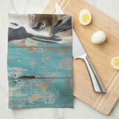 かわいい乳牛のファームハウス絵画ズ キッチンタオル (四つ折り)