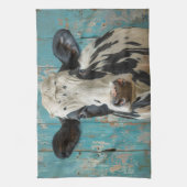 かわいい乳牛のファームハウス絵画ズ キッチンタオル (縦)