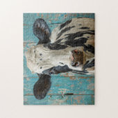 かわいい乳牛のファームハウス絵画ズ ジグソーパズル (縦)