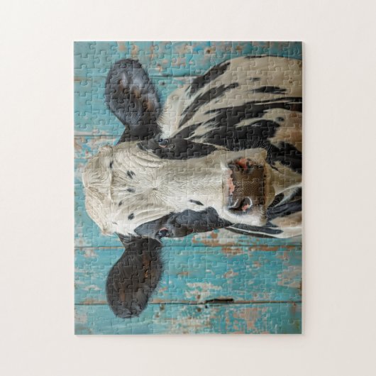 かわいい乳牛のファームハウス絵画ズ ジグソーパズル (縦)