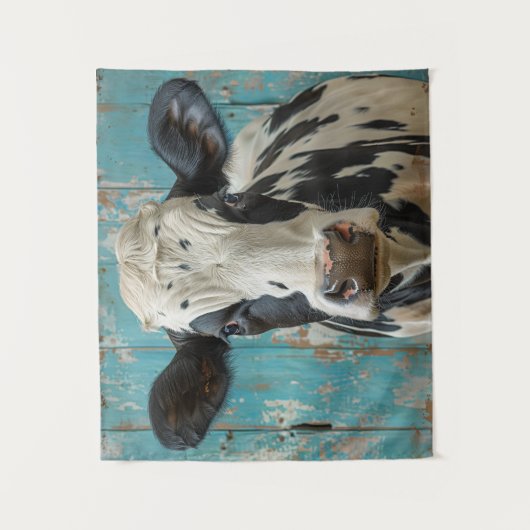 かわいい乳牛のファームハウス絵画ズ タペストリー (正面)