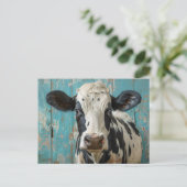 かわいい乳牛のファームハウス絵画ズ ポストカード (スタンド正面)