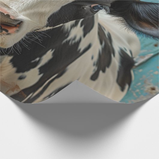 かわいい乳牛のファームハウス絵画ズ ラッピングペーパー (角)