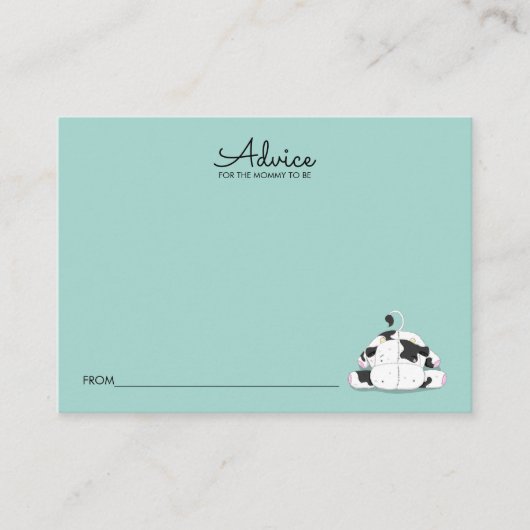 かわいい乳牛の赤ちゃんシャワーアドバイスカード アドバイスカード (正面)