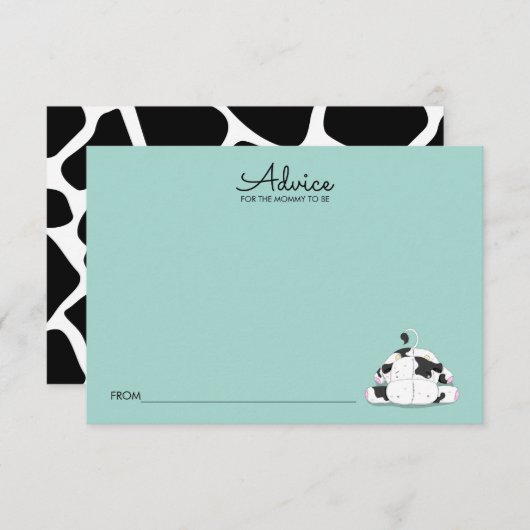 かわいい乳牛の赤ちゃんシャワーアドバイスカード 招待状 (正面/裏面)