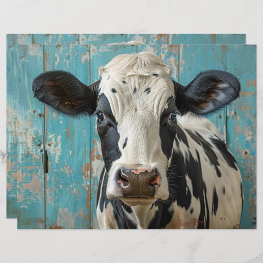 かわいい乳牛の農家絵画のスクラップブック紙 (正面/裏面)
