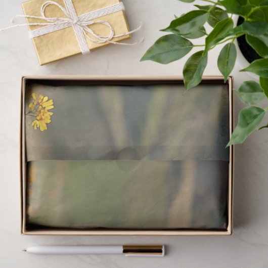 かわいい乳牛の黄色の野生の花のデコページ 薄葉紙 (ギフト)