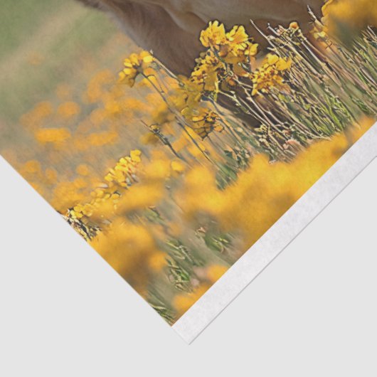 かわいい乳牛の黄色の野生の花のデコページ 薄葉紙 (詳細)