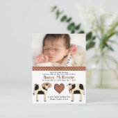 かわいい乳牛新生児ボーイと誕生写真 案内状 (スタンド正面)