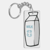 かわいい乳牛漫画ミルクカートンイラストレーション キーホルダー (正面左)