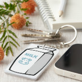 かわいい乳牛漫画ミルクカートンイラストレーション キーホルダー (正面右)