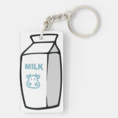 かわいい乳牛漫画ミルクカートンイラストレーション キーホルダー (裏面)