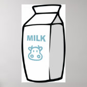 かわいい乳牛漫画ミルクカートンイラストレーション ポスター (正面)