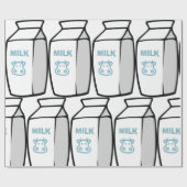 かわいい乳牛漫画ミルクカートンイラストレーション ラッピングペーパー (フラット)