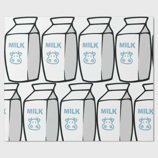 かわいい乳牛漫画ミルクカートンイラストレーション ラッピングペーパー (フラット)