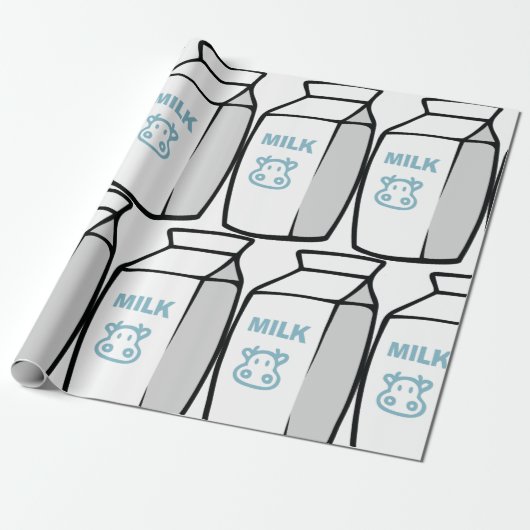 かわいい乳牛漫画ミルクカートンイラストレーション ラッピングペーパー (アンロールド)