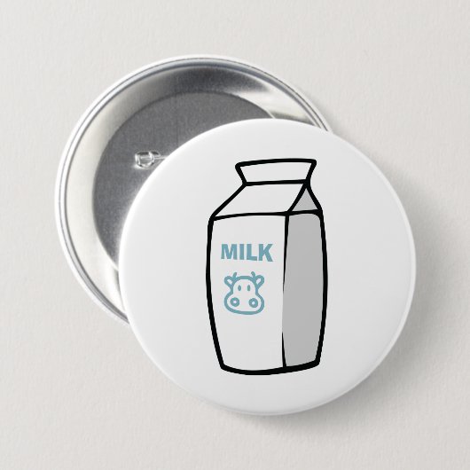 かわいい乳牛漫画ミルクカートンイラストレーション 缶バッジ (正面&裏面)