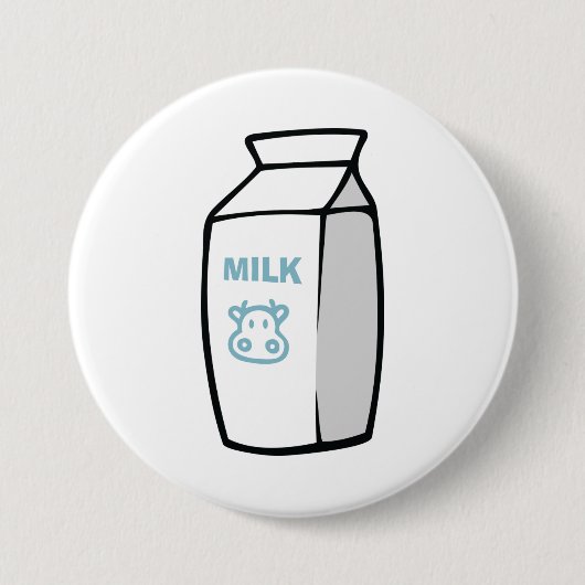 かわいい乳牛漫画ミルクカートンイラストレーション 缶バッジ (正面)
