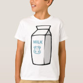 かわいい乳牛漫画ミルクカートンイラストレーション Tシャツ (正面)