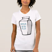 かわいい乳牛漫画ミルクカートンイラストレーション Tシャツ (正面)