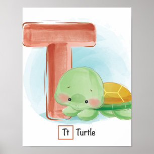 かわいい亀お洒落の動物ポスター ポスター
