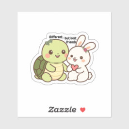 かわいい亀とうさぎのベストフレンドステッカー シール