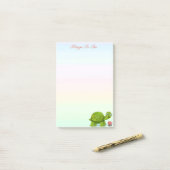 かわいい亀とフラワーオンパステルカラーシェード ポストイット (デスク上)