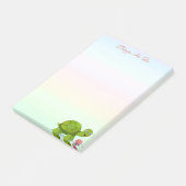 かわいい亀とフラワーオンパステルカラーシェード ポストイット (アングル)