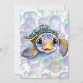 かわいい亀と泡1st誕生日パーティー 招待状 (裏面)