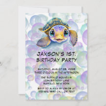 かわいい亀と泡1st誕生日パーティー