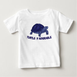かわいい亀のイラストが描かれたブルーのベビーTシャツ ベビーTシャツ