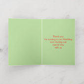 かわいい亀のカップルのカスタムウェディングありがとう 箔グリーティングカード (内側レイダウン)