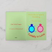 かわいい亀のカップルのカスタムウェディングありがとう 箔グリーティングカード (外側レイダウン)