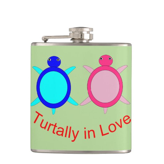 かわいい亀のカップル フラスク (正面)