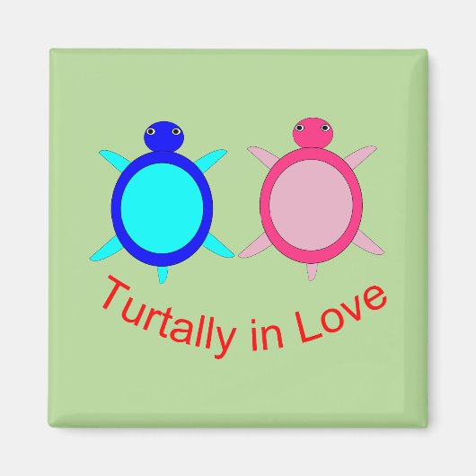 かわいい亀のカップル マグネット (正面)