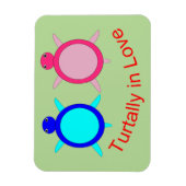 かわいい亀のカップル マグネット (縦)