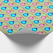 かわいい亀のカップル ラッピングペーパー (角)