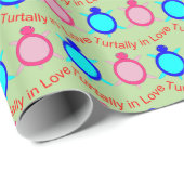 かわいい亀のカップル ラッピングペーパー (ロールコーナー)