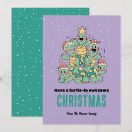 かわいい亀のクリスマスツリーのターテリーな素晴らしクリスマス シーズンカード
