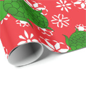 かわいい亀のクリスマス赤い白い雪片 ラッピングペーパー (ロールコーナー)