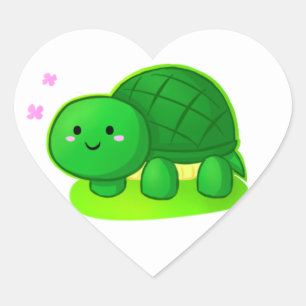 かわいい亀のステッカー ハートシール