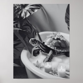 かわいい亀のスパの日、おもしろいバスルームのアート、ギフトアイディア ポスター