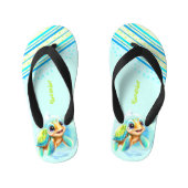 かわいい亀のパーソナライズされた男の子 キッズビーチサンダル (フットベッド)