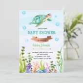 かわいい亀のパーティーテーマ 招待状 (スタンド正面)