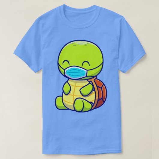 かわいい亀のマスクマンガ Tシャツ (デザイン正面)