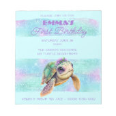 かわいい亀の夏ビーチアクア1st誕生日 ノートパッド (正面)