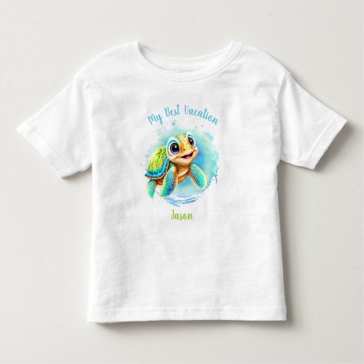かわいい亀の夏休みパーソナライズされた少年 トドラーTシャツ (正面)